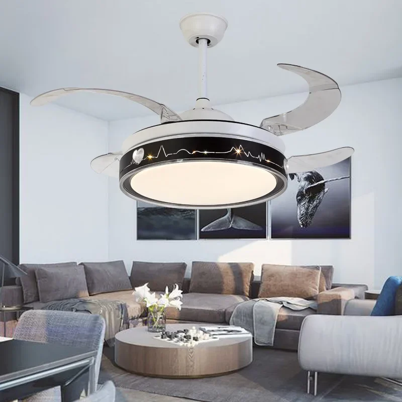 Ultra thin invisible fan lamp ceiling fan light big wind simple modern family living room dining room bedroom electric fan lamp