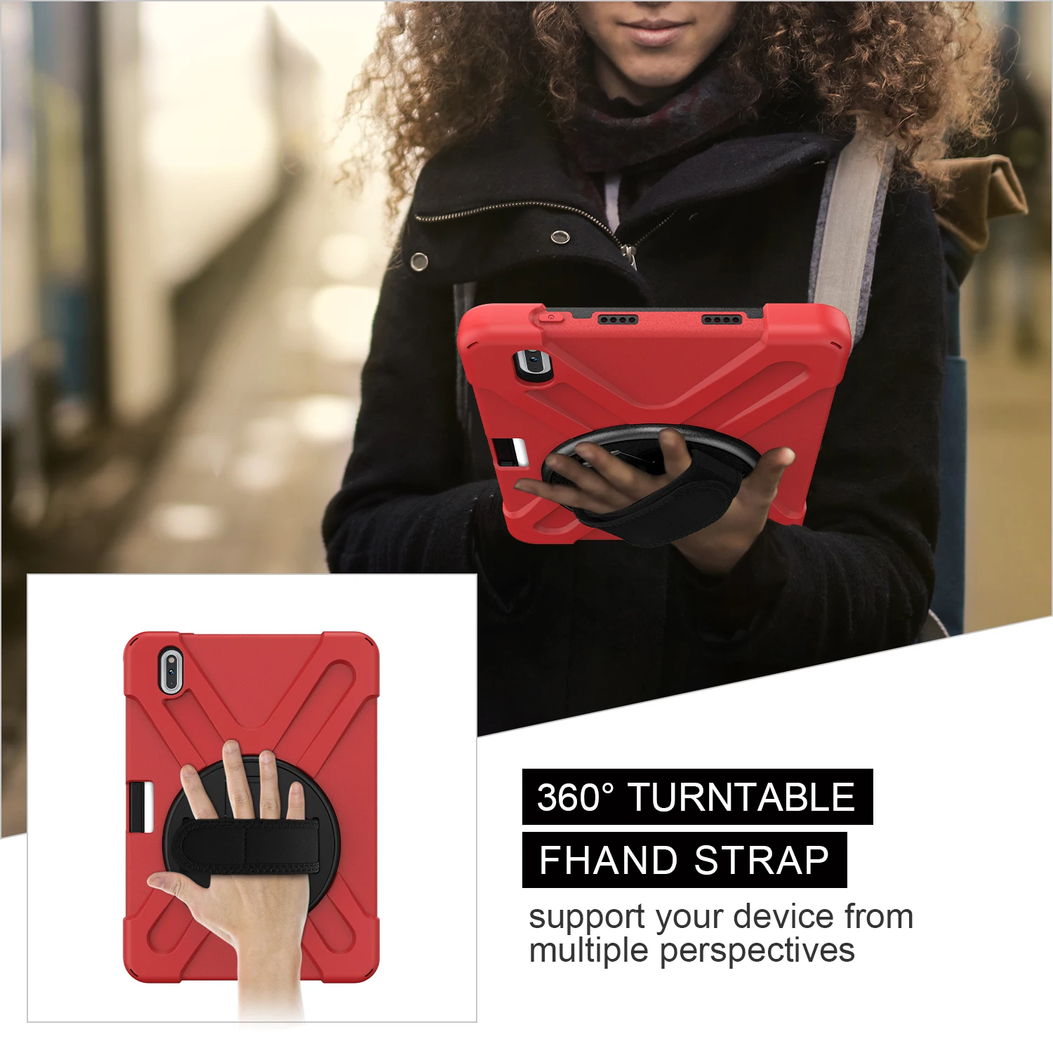 360 Rotating Hybrid Case Universal For Huawei MatePad Pro10.8 5G Heavy Duty Cover Shockproof With Pen Slot Hand & Shoulder Strap
