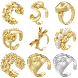 ZHUKOU 8 kinds of 18K gold-plated copper with zirconia pearls adjustable men's and women's simple retro fashion ring:VJ645-VJ652