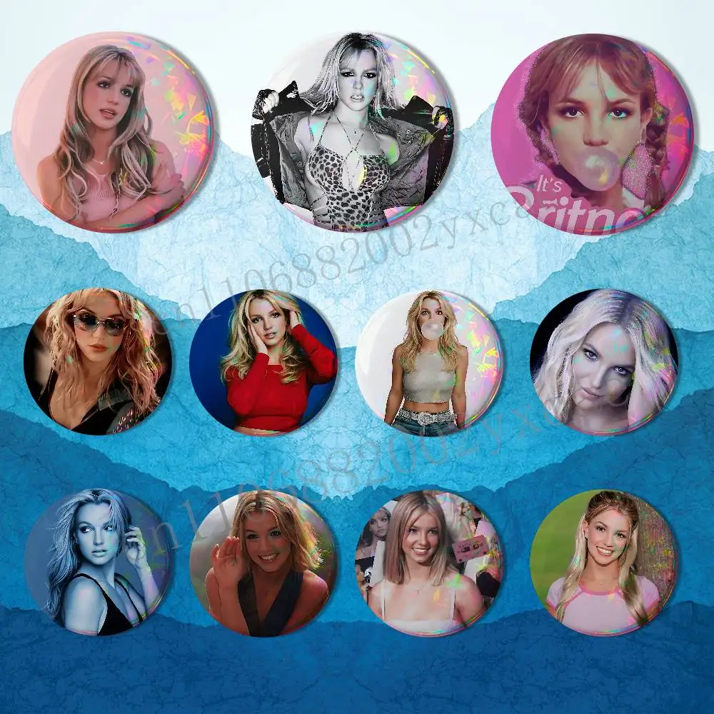 

USA singer B-Britney Spears Badge on Backpack Clothes decoration Tinplate Round Brooch Funny Custom Gifts for Friend