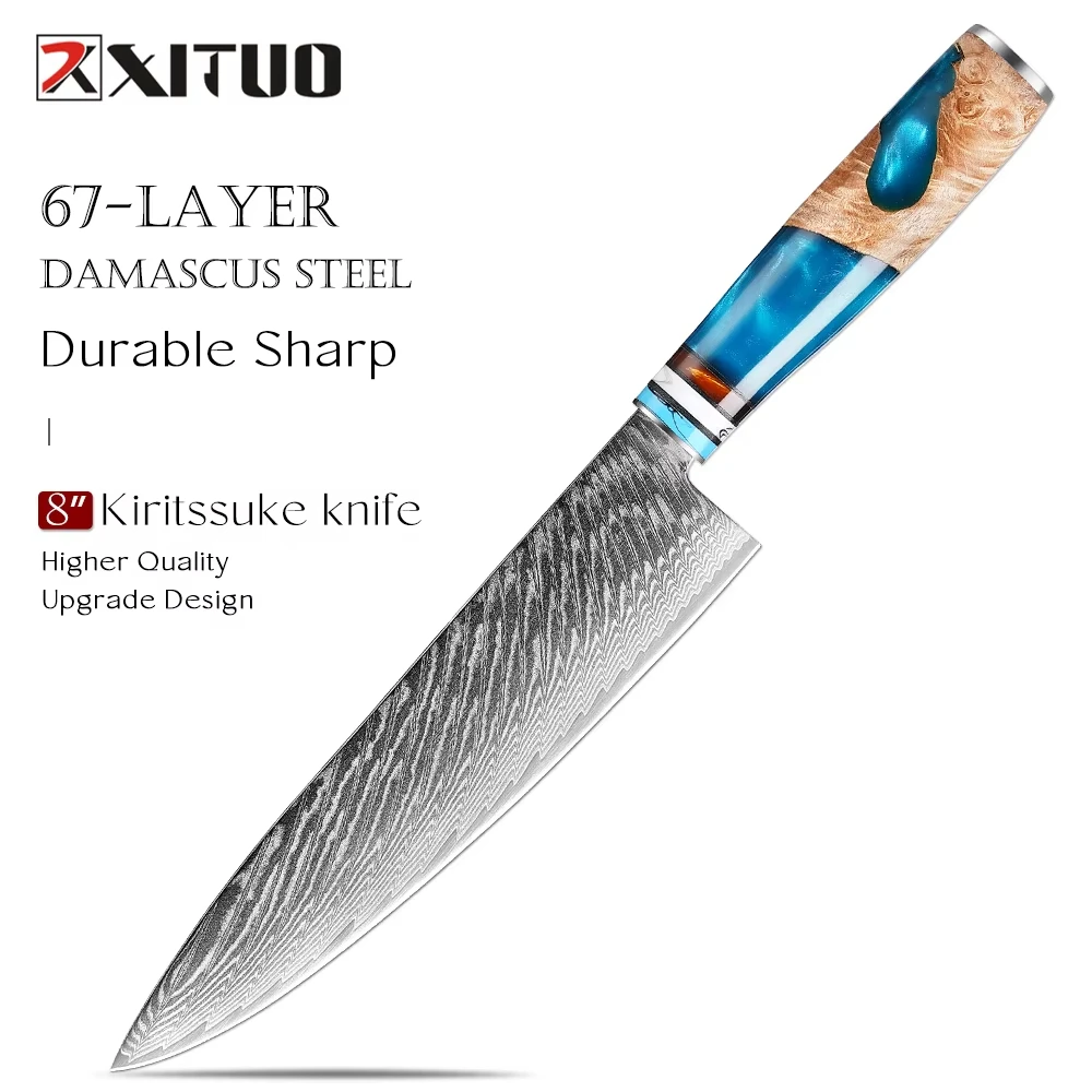 

Professional 8 inch Damascus Steel Chef Knife 67-Layer VG-10 Japanese Kitchen Knife Razor Sharp for Slicing, Dicing & Chopping