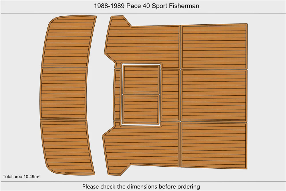 Eva foam Fuax teak seadek marine floor For 1988-1989 Pace 40 Sport Fisherman Cockpit Swim Platform 1/4