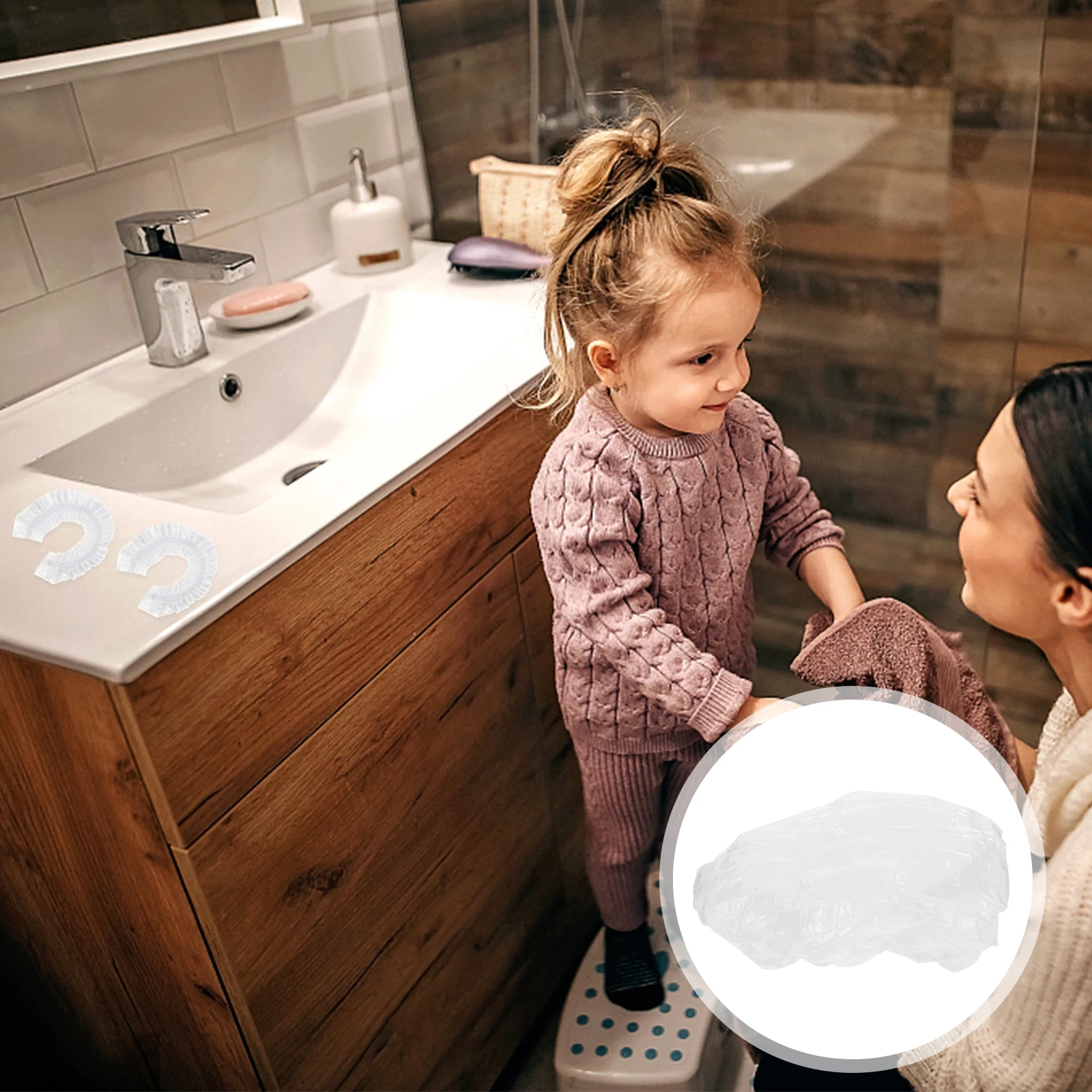 

200Pcs Waterproof Disposable Shower Hats Elastic Band Bath Caps Hair Protection Spa Home Salon Essential Disposable Bath Caps