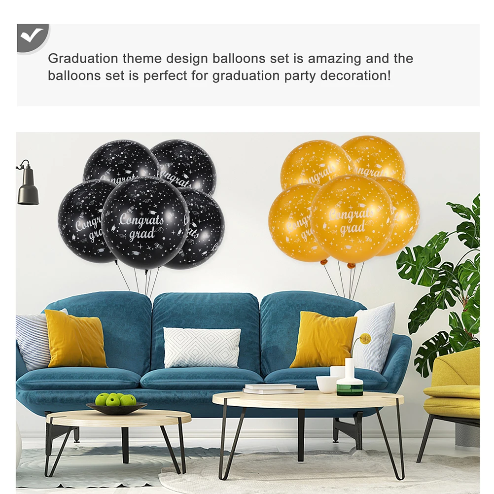 

1 set Graduation Party Balloons Set Latex Balloons Banner Decorations Black Gold Photo Props Reusable PARTY Supplies