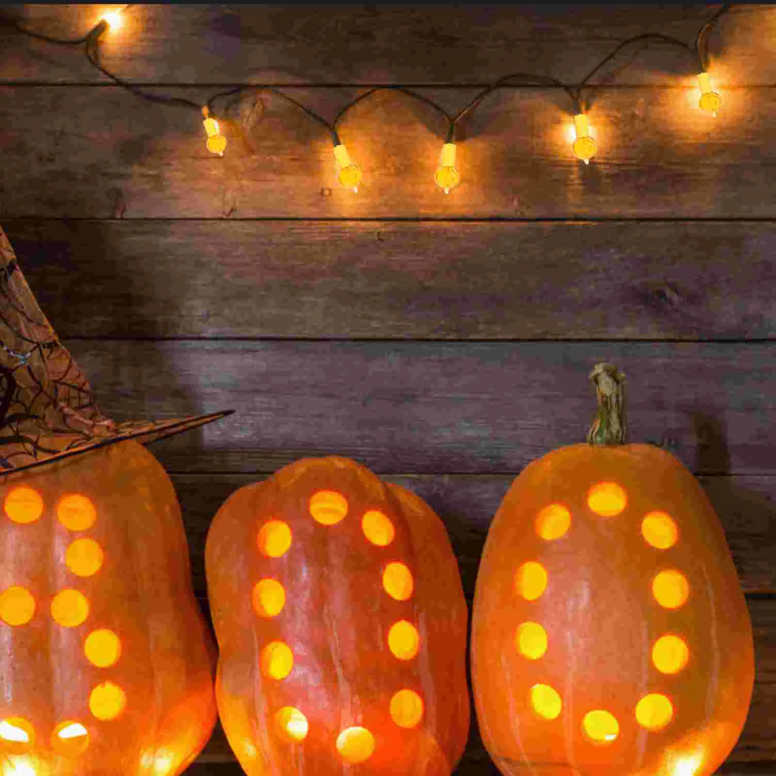 60 Pcs Jack-o'-lantern Bulbs Pumpkin Light Orange Halloween Tree Replacement Ceramic Lights Plastic for Christmas