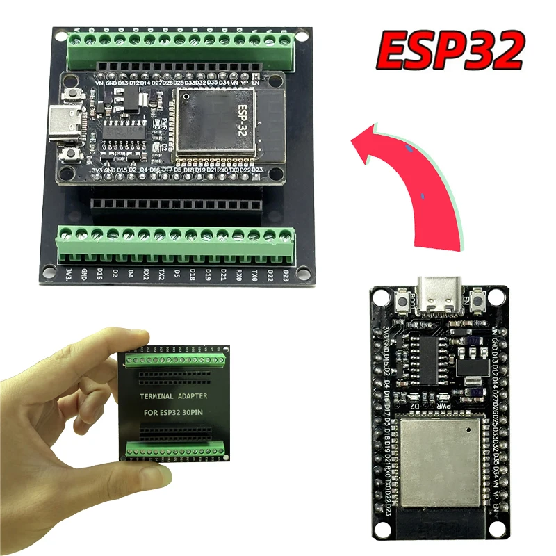 Kit de développement ESP32 CH340C WiFi + Bluetooth, ultra basse consommation, double cœur, ESP32-DevKitC-32, carte d'extension ESP32 32U 30 broches