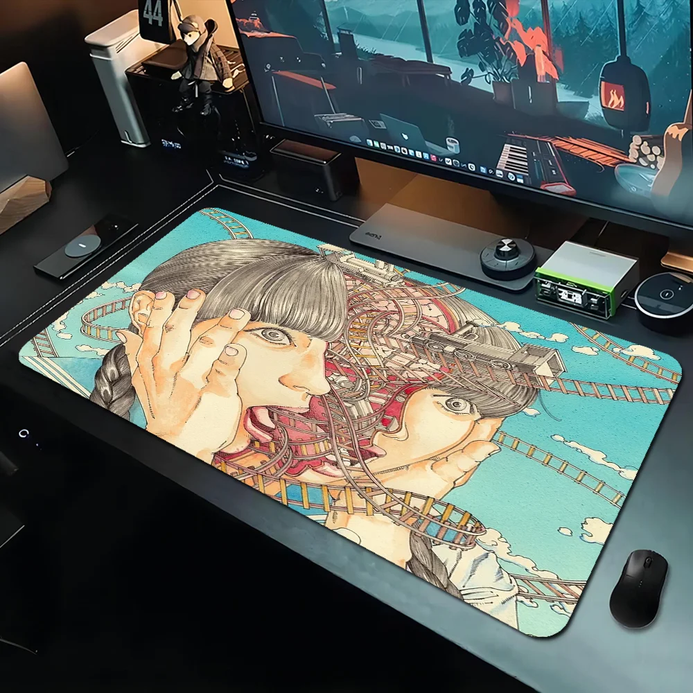 Shintaro Kago Horror Cartoons 90x40cm Big Office Student Gaming Thickened Large Writing Pad Non-slip Cushion Mouse Pad