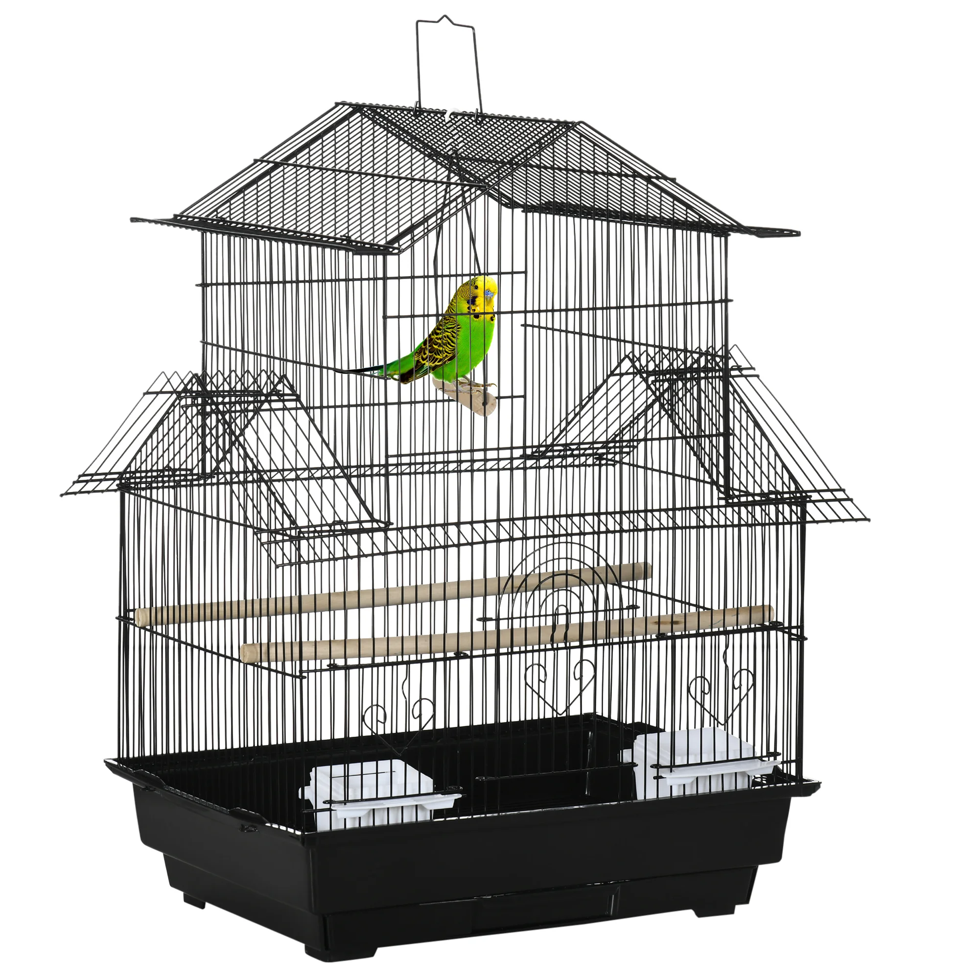 PawHut Birdcage 50,5x41x63 cm with 5 doors 2 feeders 2 hangers