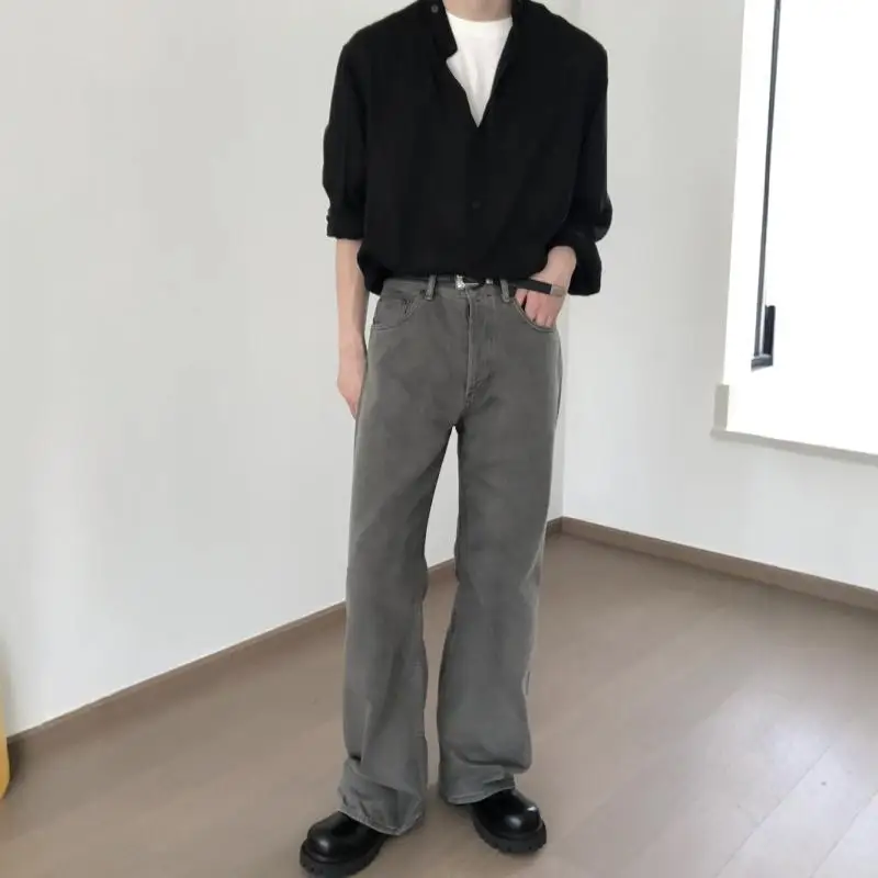 

Мужские повседневные джинсы Waed Denim 202M, светло-серые, расклешенные, длинные брюки Cleanfit, со средней посадкой, на молнии