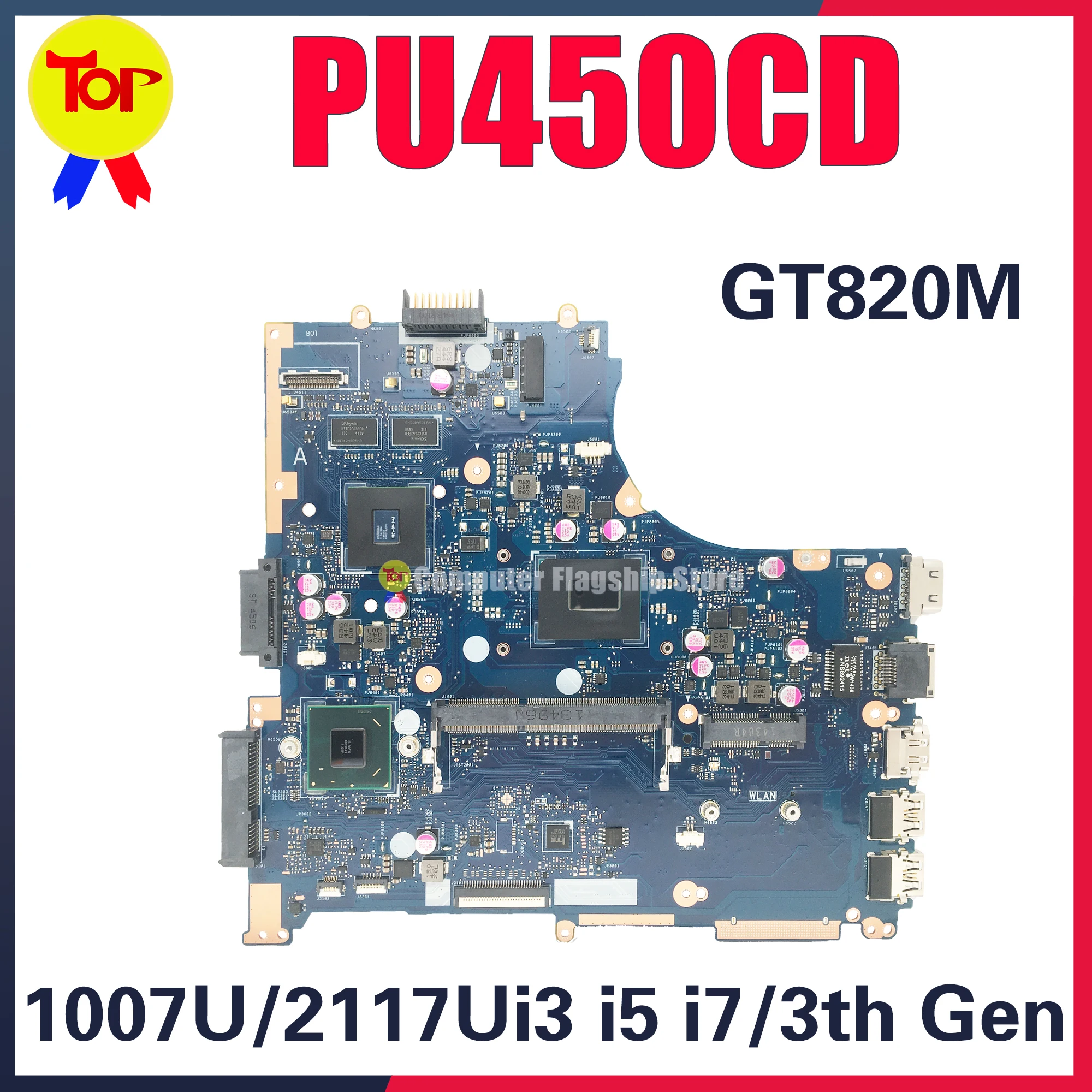 

PU450CD Laptop Motherboard For ASUS PRO ESSENTIAL PU450C PRO450C PRO450CD 1007U 2117U I3 I5 I7 GT820M Mainboard TEST