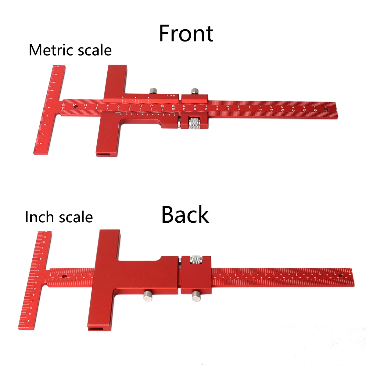 Woodworking Metric/Inch T-Type Ruler Multifunction Scribing Mark Line Gauge Aluminum Alloy Depth Gauge Measuring Tool