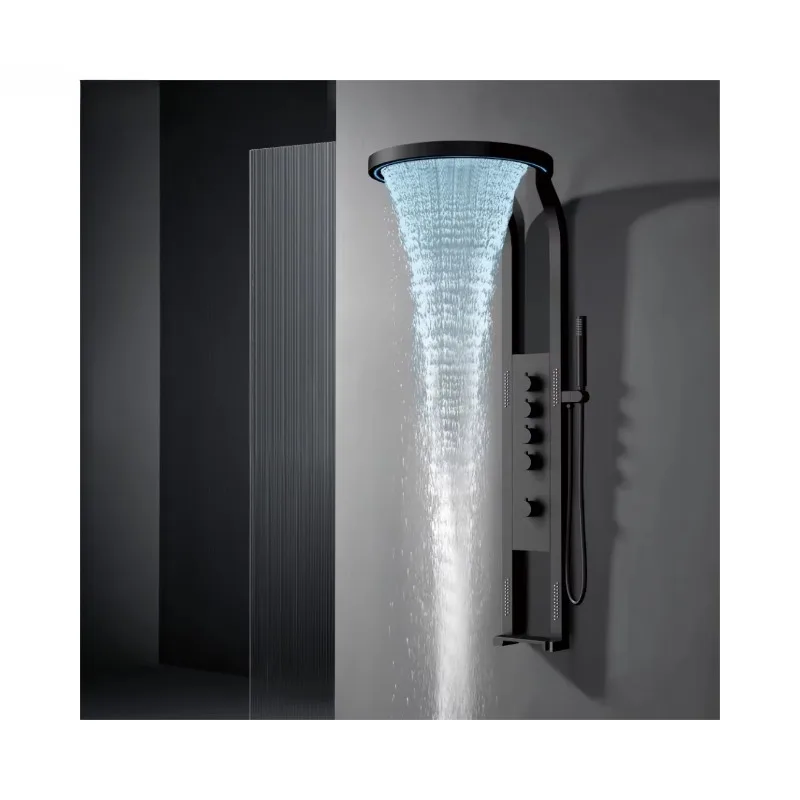 High Quality Wall Mounted LED Light New Fashion Waterproof Rainfall Multifunction Overhead Shower Panels for Bathroom