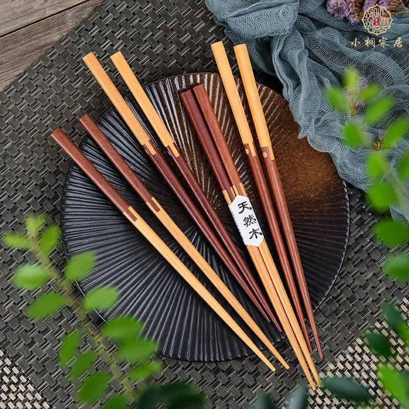 Tenon and Tenon Splice Wooden Chopsticks Home Creative Wooden Tableware Kitchen Vintage Exquisite Sushi Pointed Chopsticks Gift