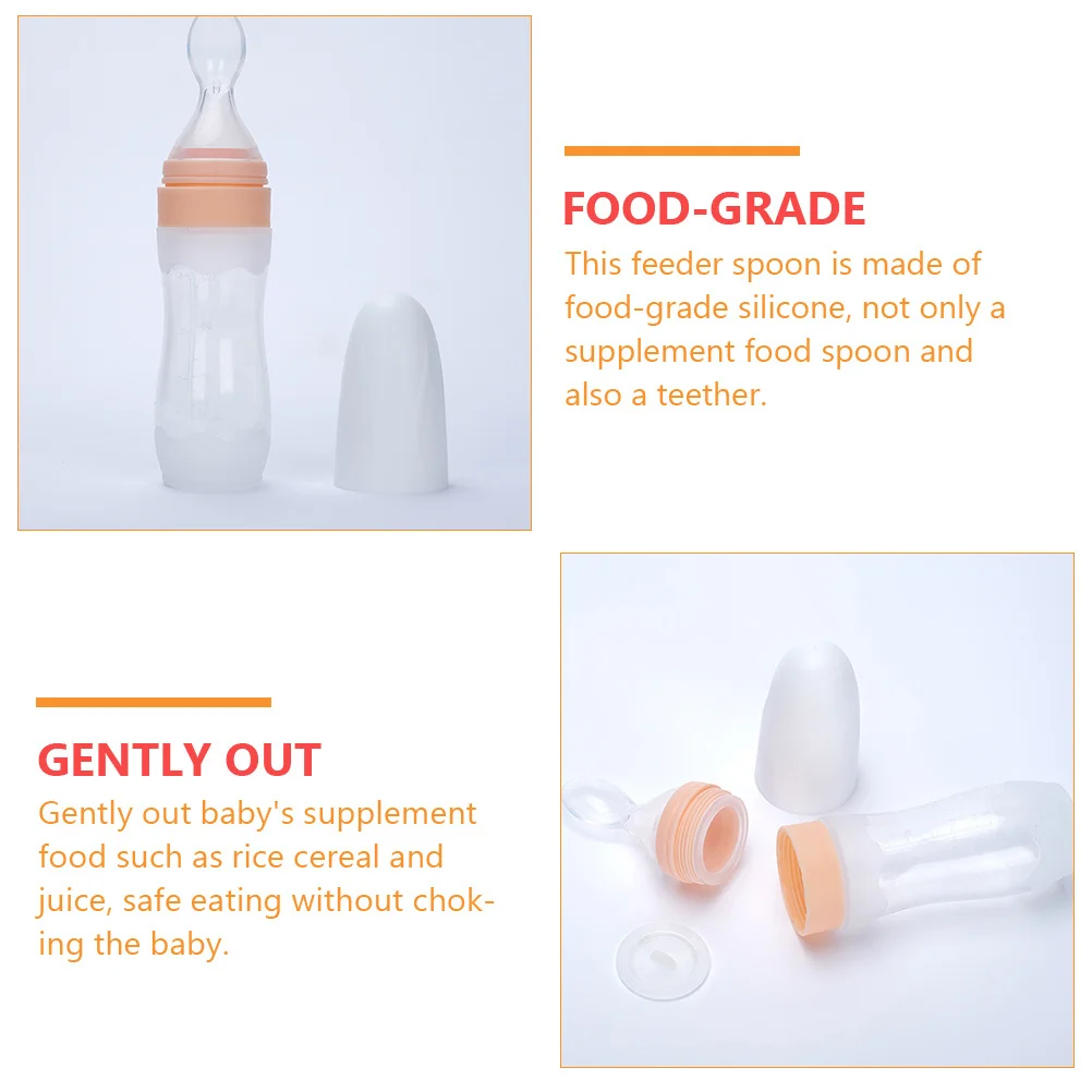 

Ложка для рисовых хлопьев, детская кормушка, 120 мл, силиконовая бутылочка, прозрачная весовая добавка, инструмент для кормления, безопасный прорезыватель, легкое управление одной рукой