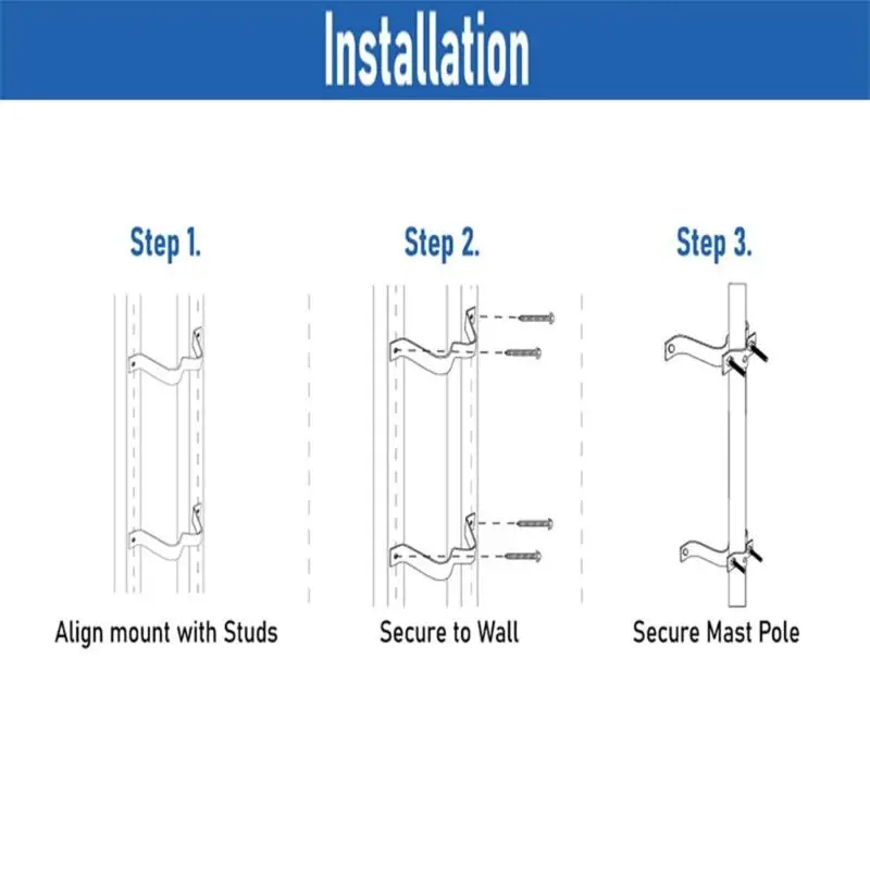 652F Sturdy Adjustable Antennas Poles Wall Clamp for Signal Reception Easy Setups