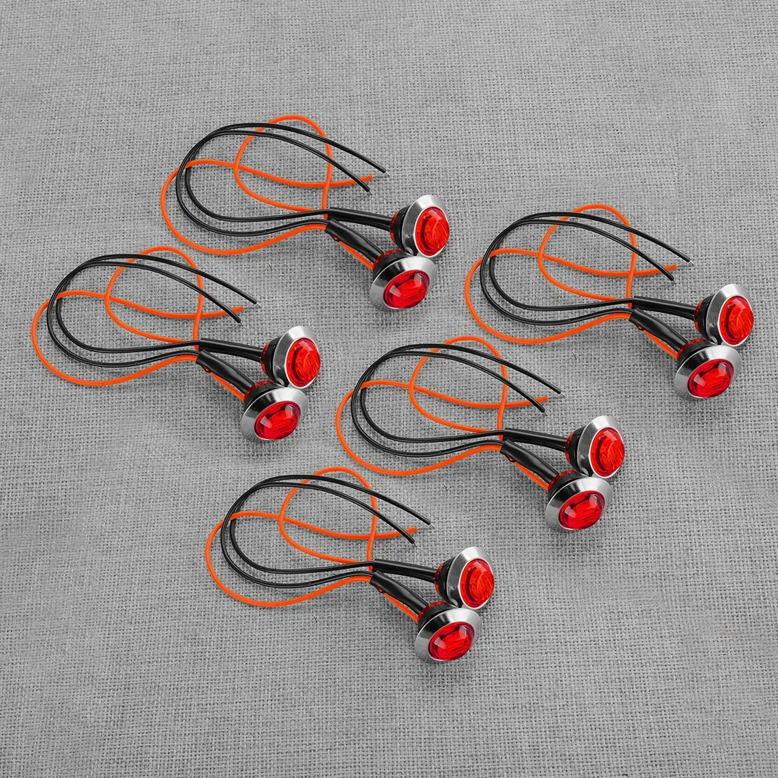 10Pcs Red Round 3/4'' LED Side Marker Lamp Bullet Indicator Clearance Turn Signal Light Blinker Fit For Car Truck Trailer Boat