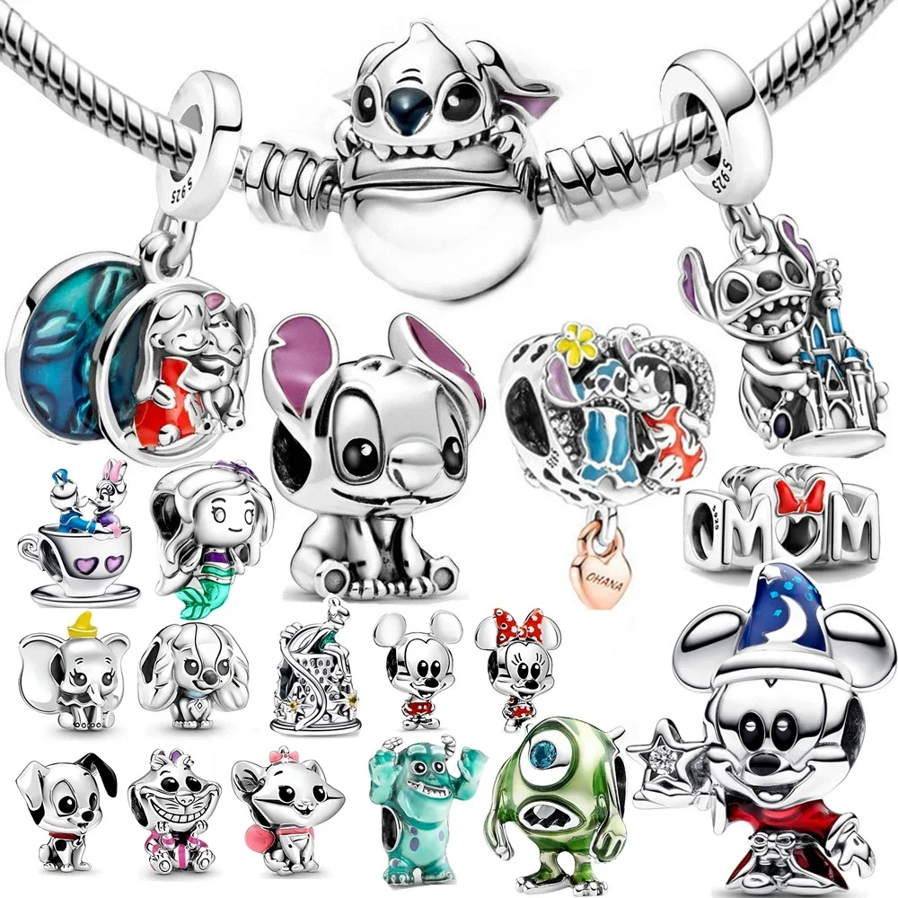 Potdemie Disney Stitch Geburtstagstorte, Silber 925, Charms für Pandora-Charms, Original-Armbandperlen für Damen, Schmuckherstellung