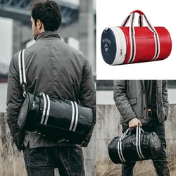 Men Travel Handbag PU Leather Business Tote Male Gym Suitcase Shoes Pocket Fitness Luggage Duffle Shoulder Sports Side Bag