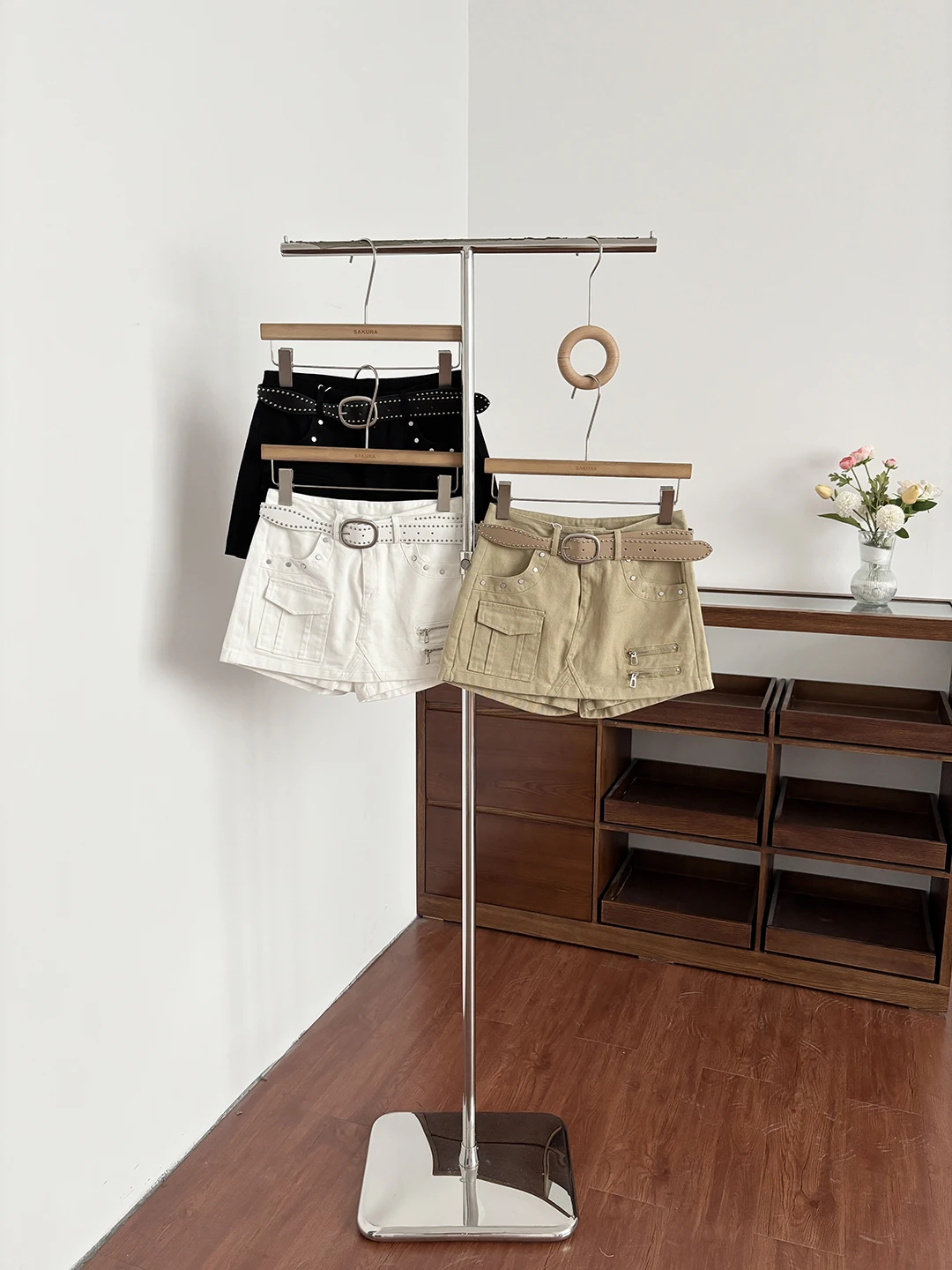 

High Waist A-Line Skirt Jeans Women's Summer Belt Slimming Short Multi-Pocket Workwear Sexy Girl Style Half-length Shorts