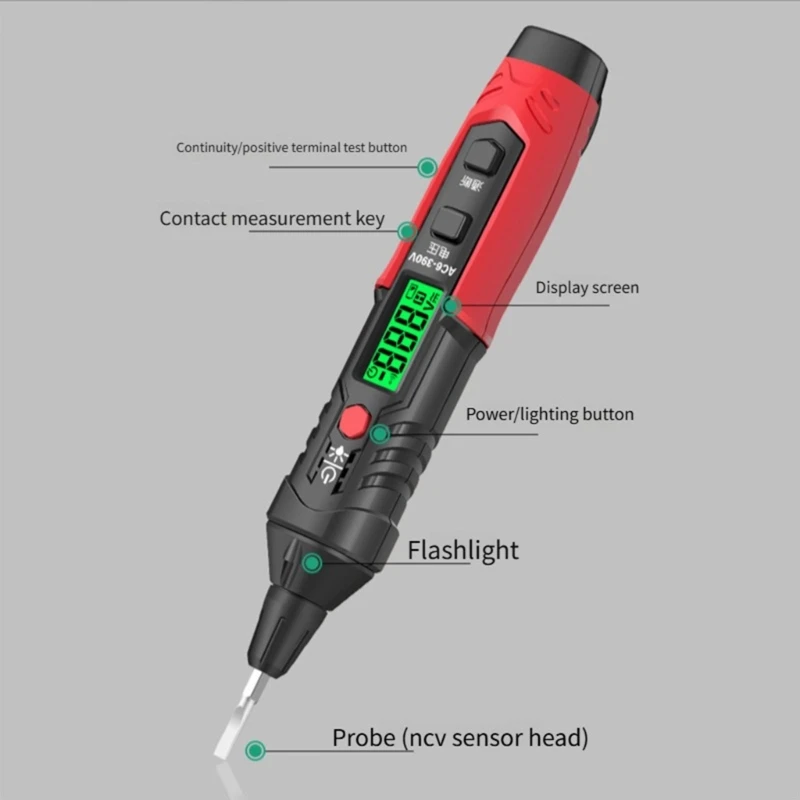 Testerer Pen AC6V-390V Detectors Meter Voltmeter Buzzers Alarm Not-Contact Tester Breakpoints Finding Tool D0LD