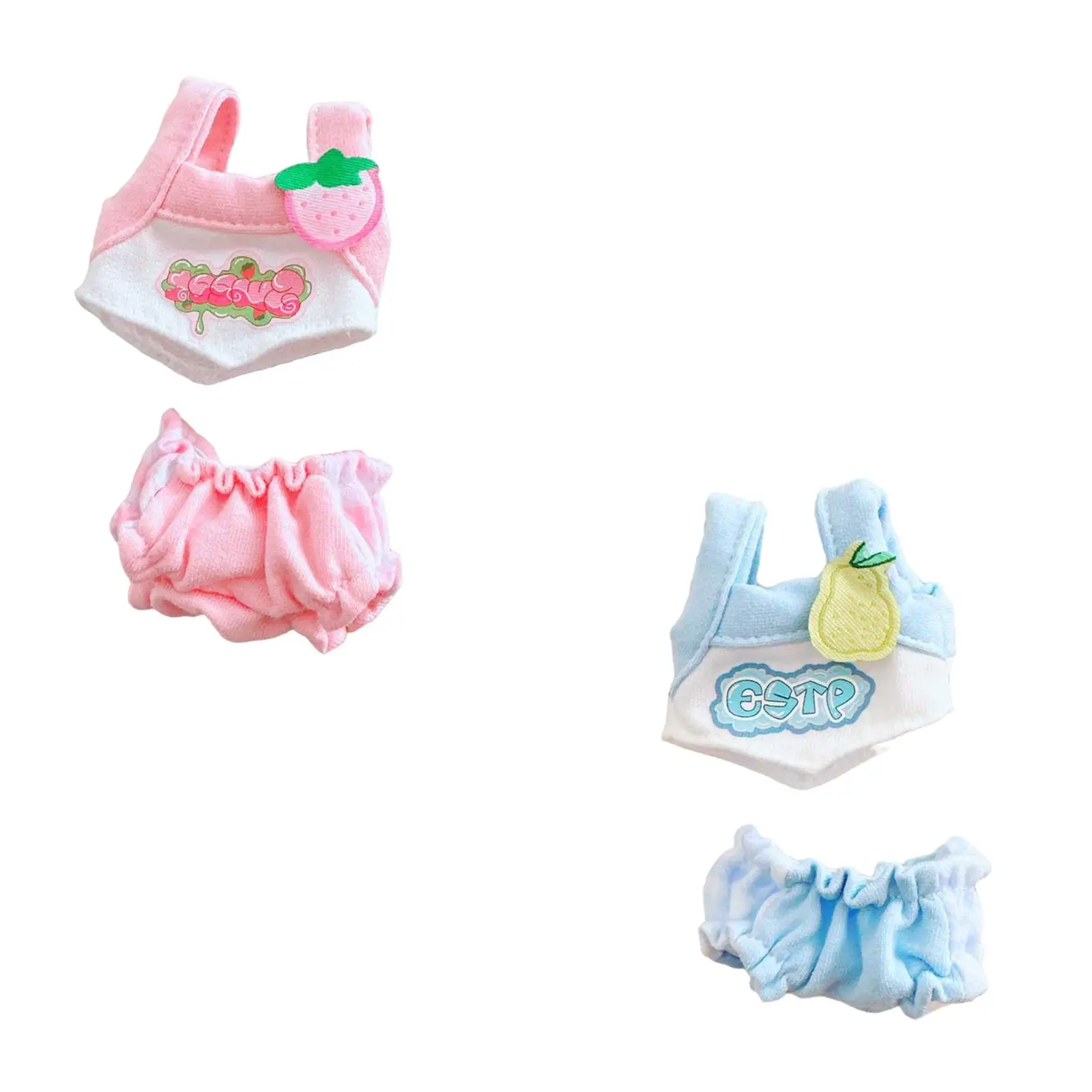 2 Pieces Plush Doll Vest Shorts Set DIY Accessories Pendant Doll Fashion Hands on Decoration for Kids Clothes suits for Doll