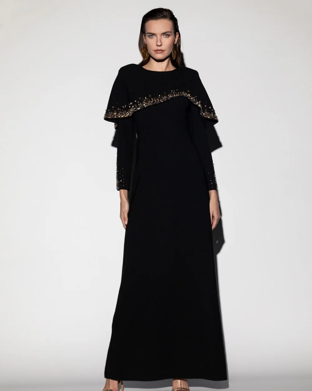 

Customized Jersey Sequined O-Neck A-line Midi Dresses Bespoke Occasion Evening Gown Classic Elegant Sizes Available Formal