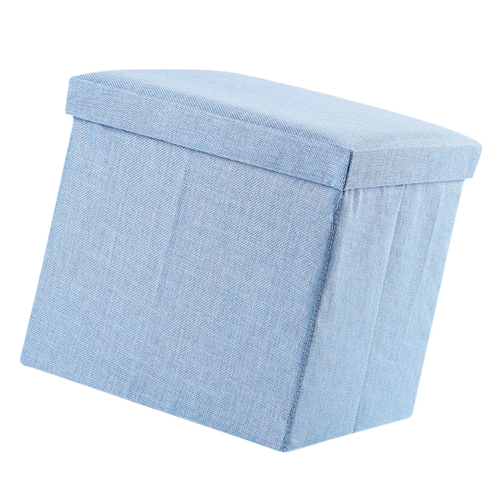 1 قطعة تخزين قابل للطي البراز القماش مربع متعدد الوظائف صندوق مقعد السماء الزرقاء أشتات المنزلية المنظم عالية تحمل #5