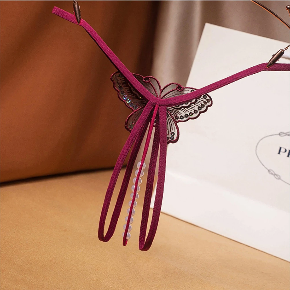 Celana Dalam Wanita Mutiara Kupu-kupu Payet Lingerie Seksi Thongs