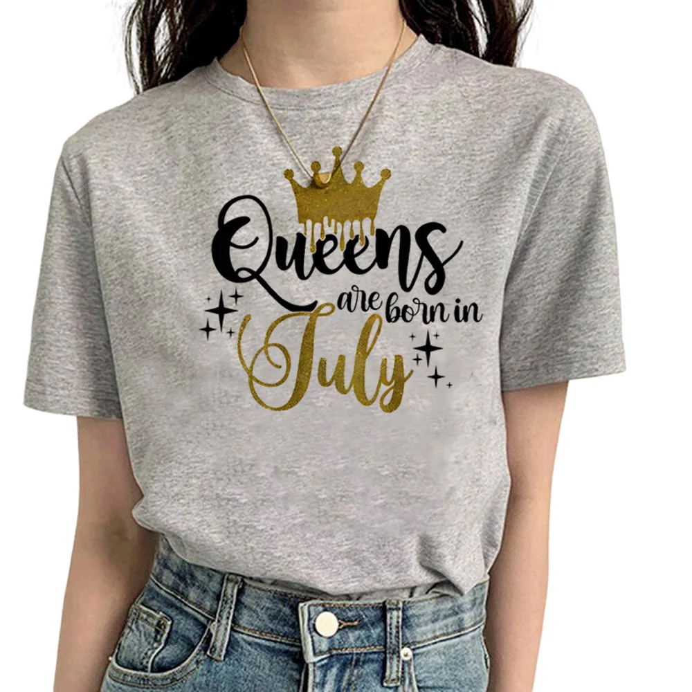 

Golden Crown Queen Are Born in January to December tshirt women Y2K funny comic top female funny harajuku designer clothes