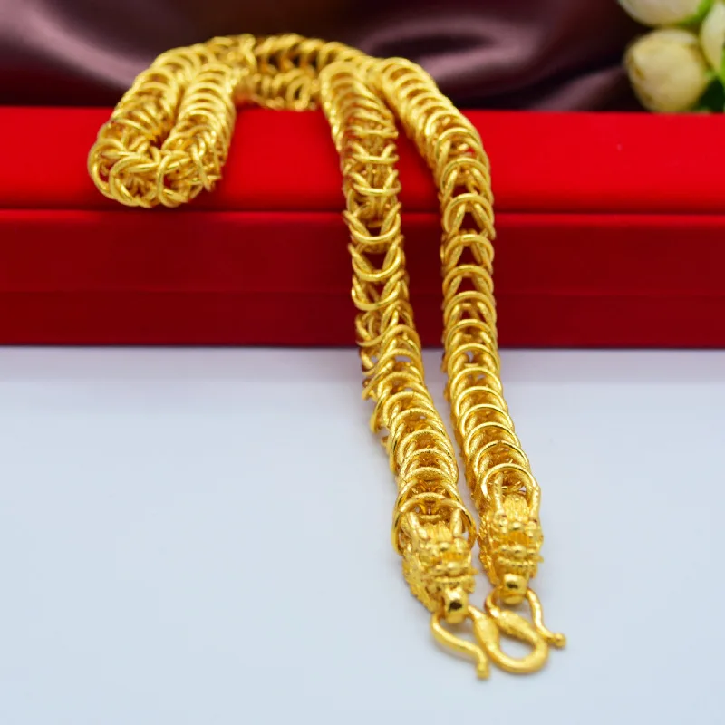 

Gold Domineering Men Thick Snake Bone Necklace Chain Yellow Gold Color Chain Necklace for Men Wedding Engagement Jewelry Gifts