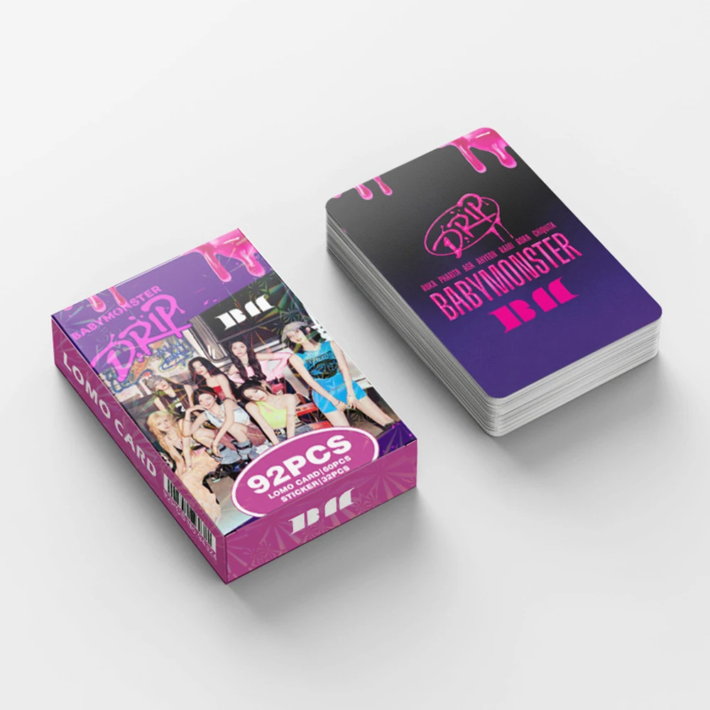 92Pcs/Set KPOP BABYMONSTER New Album DRIP Boxed Card High Quality Double Sides Printing LOMO Card ASA AHYEON RUKA RAMI RORA Gift