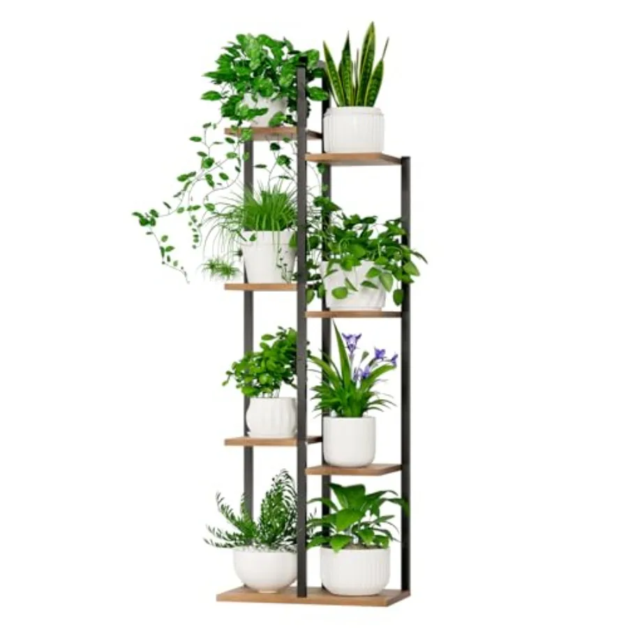 

Металлическая 7-ярусная подставка для растений высотой 50 дюймов - угловая полка для цветов и растений для гостиной и дома