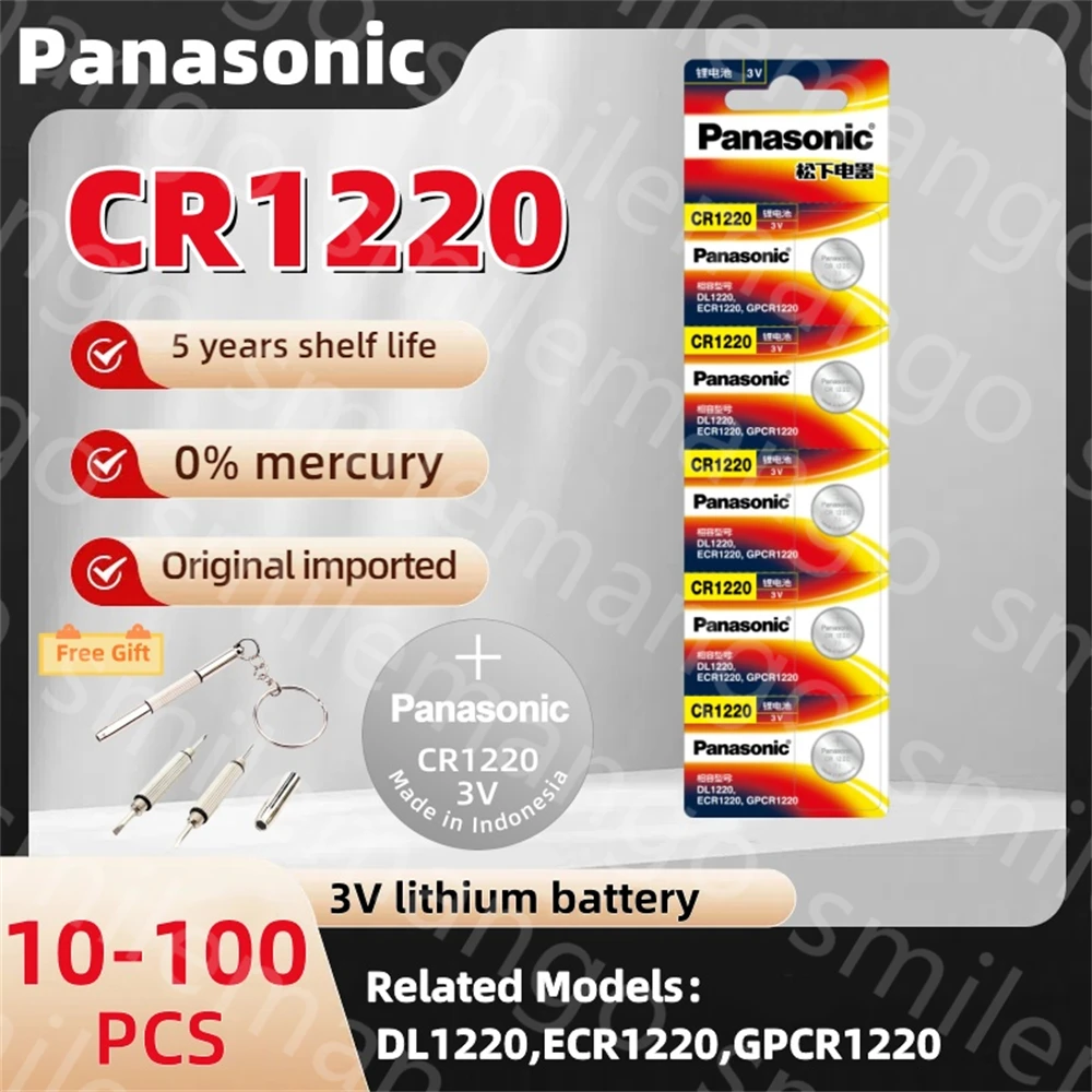 Original Panasonic 3V CR1220 ECR1220 DLCR1220 Button Batteries Cell Coin Lithium Battery For Watch Electronic Toy Calculators