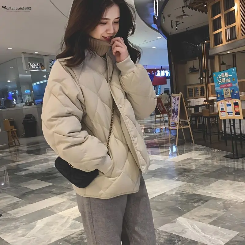 Lingge Cotton Jacket Design Sense Niche Lightweight Down Cotton Jacket Women's Popular Bread Jacket