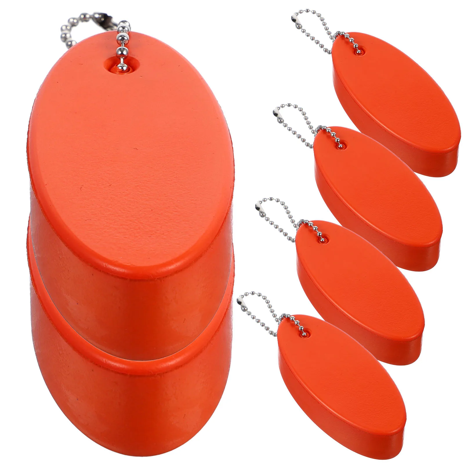 6Pcs PU Floating Keychain Oval Key Ring Creative Stylish Key Chain for Boating Fishing Sailing Activities Floating Keychain