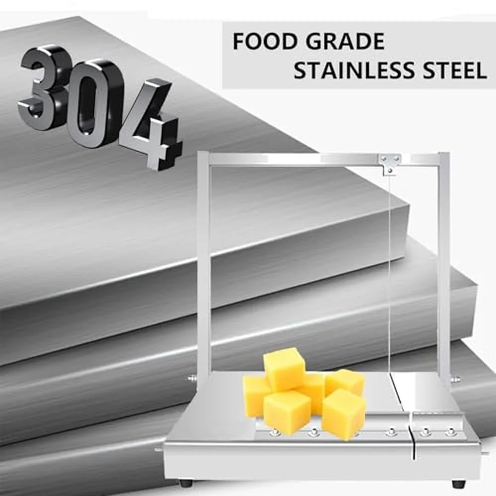 Cheese Slicer & Cheese Cutter 304 Stainless Steel Manual Cheese Slicer Commercial Cheeses Cutter Board with Wire Easy