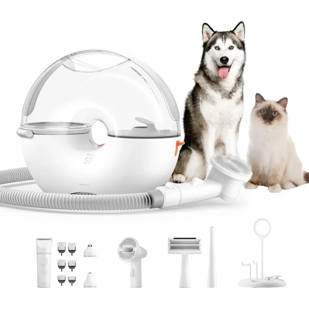 

Pet Grooming Vacuum with Dog Clippers Nail Grinder 0dB Noise Grooming