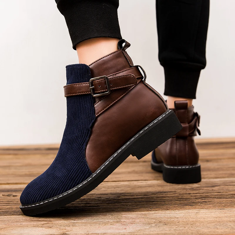 Botas cortas de estilo británico para hombre, botines hechos a mano de cuero informales de alta calidad, nuevos zapatos planos para caminar al aire libre de diseñador