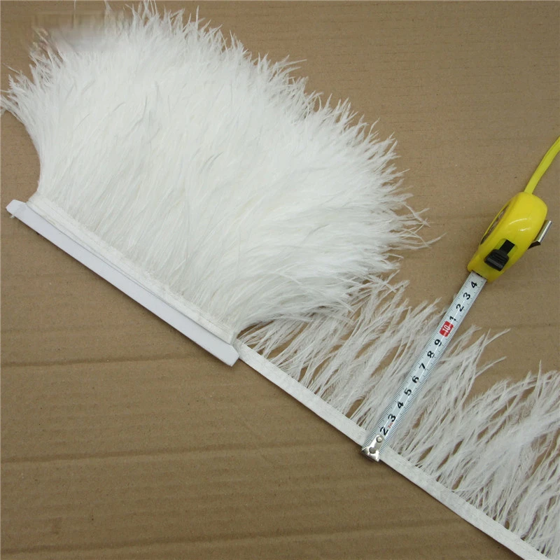 10Yards Natural Ostrich Feather Trims Ribbon Length 10-15cm Feather Trim Fringe DIY Costumes Sewing Clothing Accessories