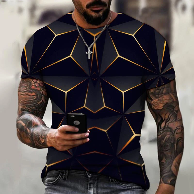 Casual fashion sports men's t-shirt Harajuku Street Clothing Diamond 3D printed graphics summer short-sleeved sports t-shirt