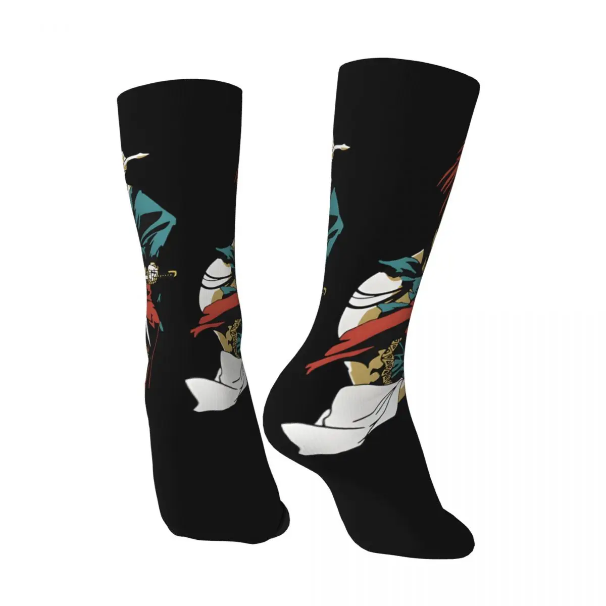 Funny Crazy Sock for Men Terrific Hip Hop Vintage Rurouni Kenshin Happy Seamless Pattern Printed Boys Crew compression Sock