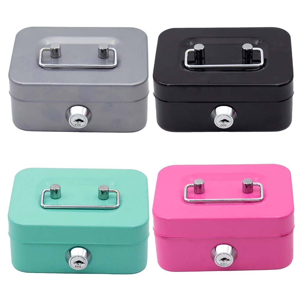 Hucha de metal con cerradura de llave, caja de dinero de 4,53x3,78x2,28 pulgadas, caja de ahorro de dinero, caja de almacenamiento pequeña para adultos y niños