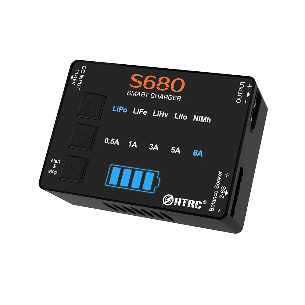 

HTRC S680 Mini Smart 80 Вт 6A Зарядное устройство переменного и постоянного тока 1-6S RC Оптимизированное для аккумуляторов Lipo/Life/LiHv/Lilon/NiMh Электрический баланс OTP