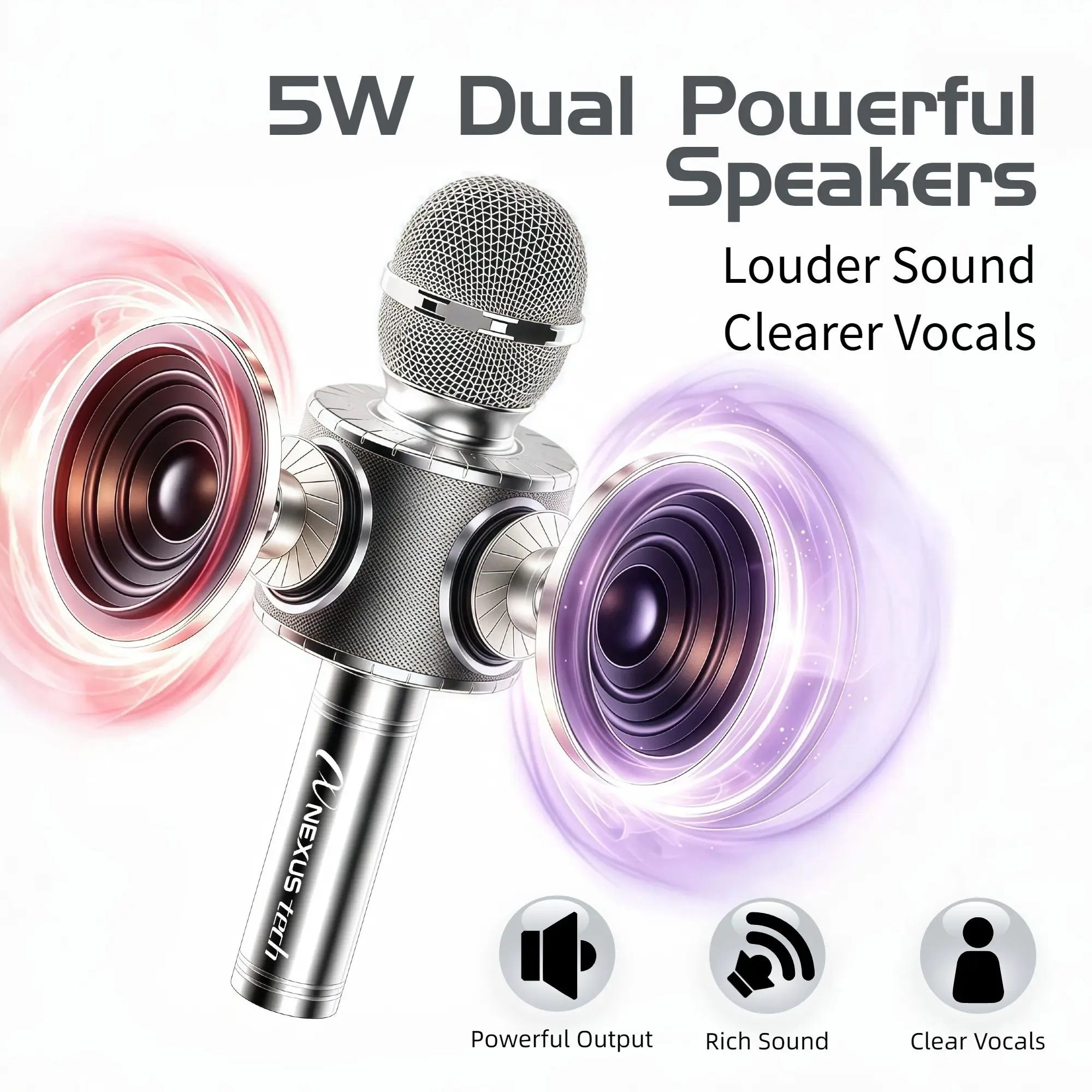 Halloween Karaoke Microphone Wireless Bluetooth Dual Speaker 5W RGB Light Voice Changer Party Mic Kids Adults Home KTV Gift view 7