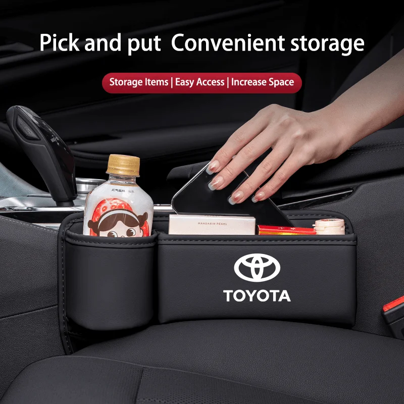 Leather Car Seat Gap Organizer Crevice Side Storage Box For Toyota 86 Mirai Supra Prado Alphard Vellfire Crown Sequoia Venza