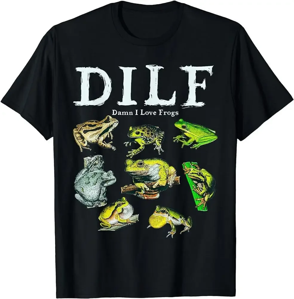 Types Of Frogs DILF Damn I Love Frogs T-Shirt  Camiseta Short Sleeve Men's Clothing y2k tops fugees