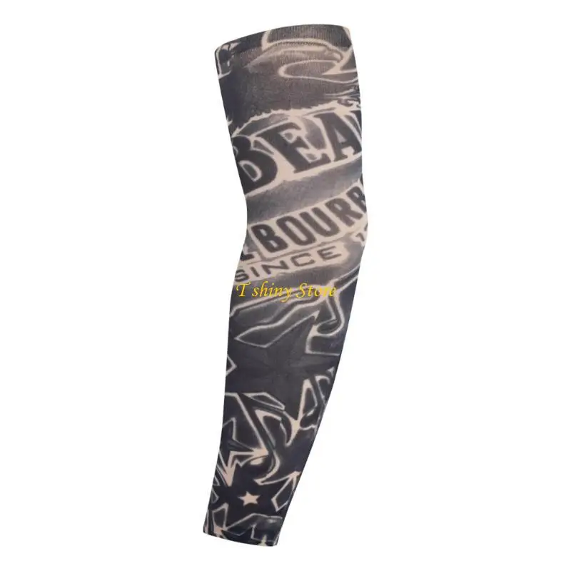 N58F Simulasi Tato Lengan Lengan Lengan Sunproof Lengan Penutup untuk Penggemar Outdoor Sport Accessory Driving Cycling Arm