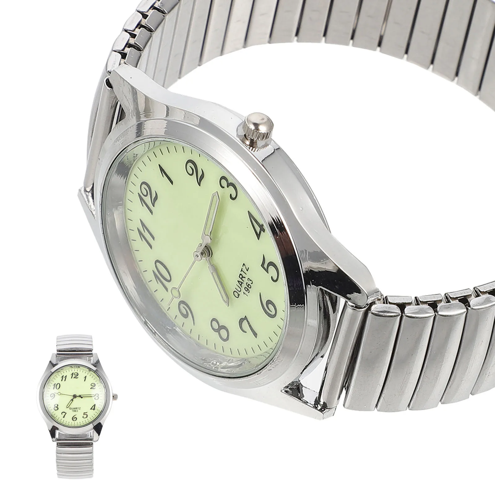 

Night Luminous Stainless Steel Expansion Band Digital Men Elastic Wristwatch Glow In The Dark For Senior