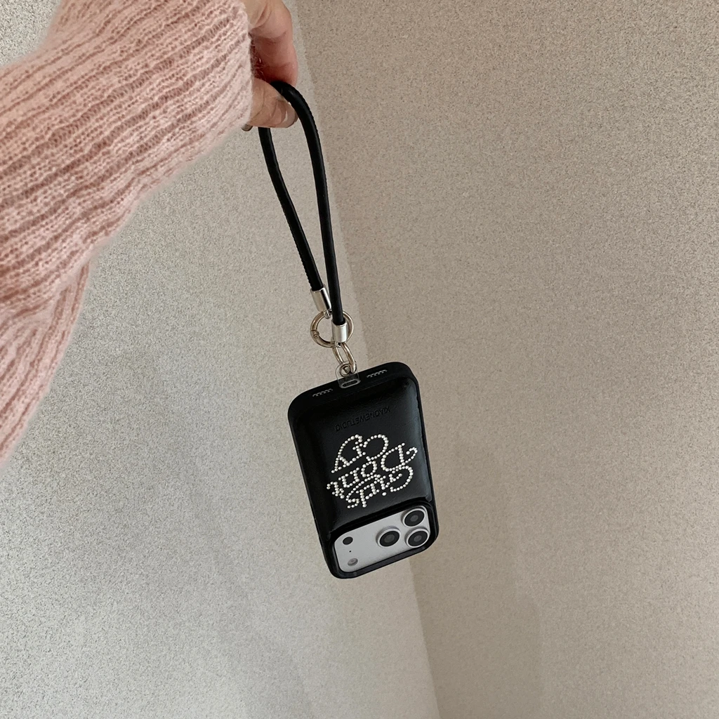 أنيق بريق حجر الراين الفتيات لا تبكي الجلود مع الحبل صدمة برهان غطاء الهاتف القضية آيفون 17 16 15 14 برو ماكس