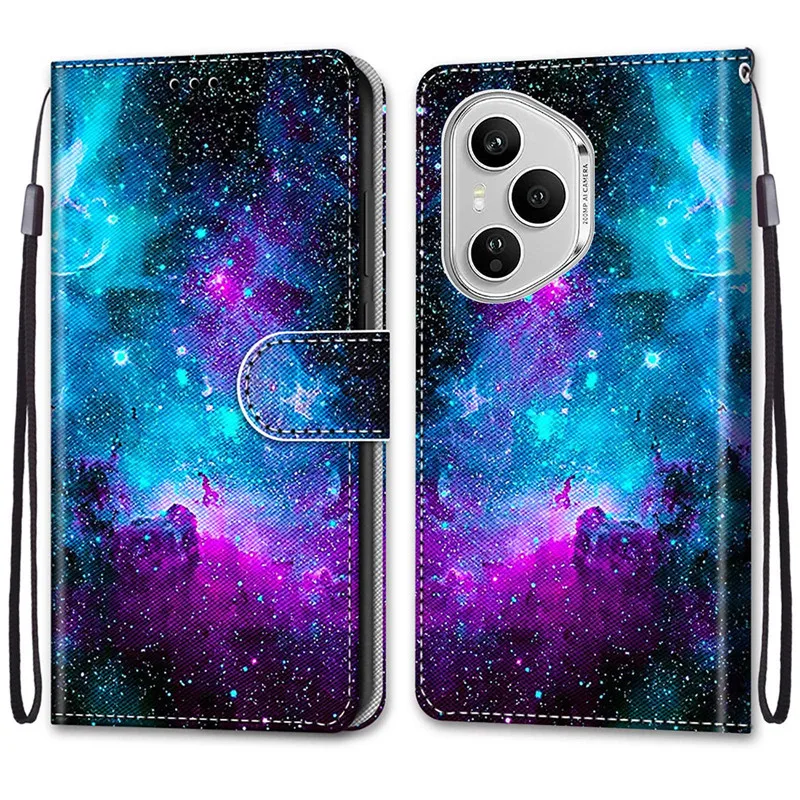 Etui z klapką z motywem kwiatowym do Huawei Honor 400 Pro 200 Honor400 Lite 90 Smart 5G, skórzane etui na telefon z funkcją portfela, podstawka, okładka książkowa, torba. — zdjęcie produktu 5